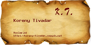 Koreny Tivadar névjegykártya